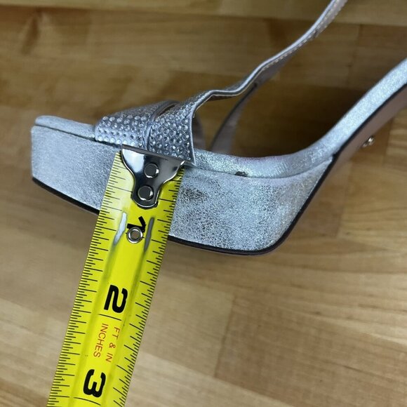 Pelle Moda Pumps Strappy Studded Stilettos Sparkly Silver Karisa Heels Size 9 - Picture 16 of 16